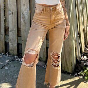 Camel Distressed Jeans